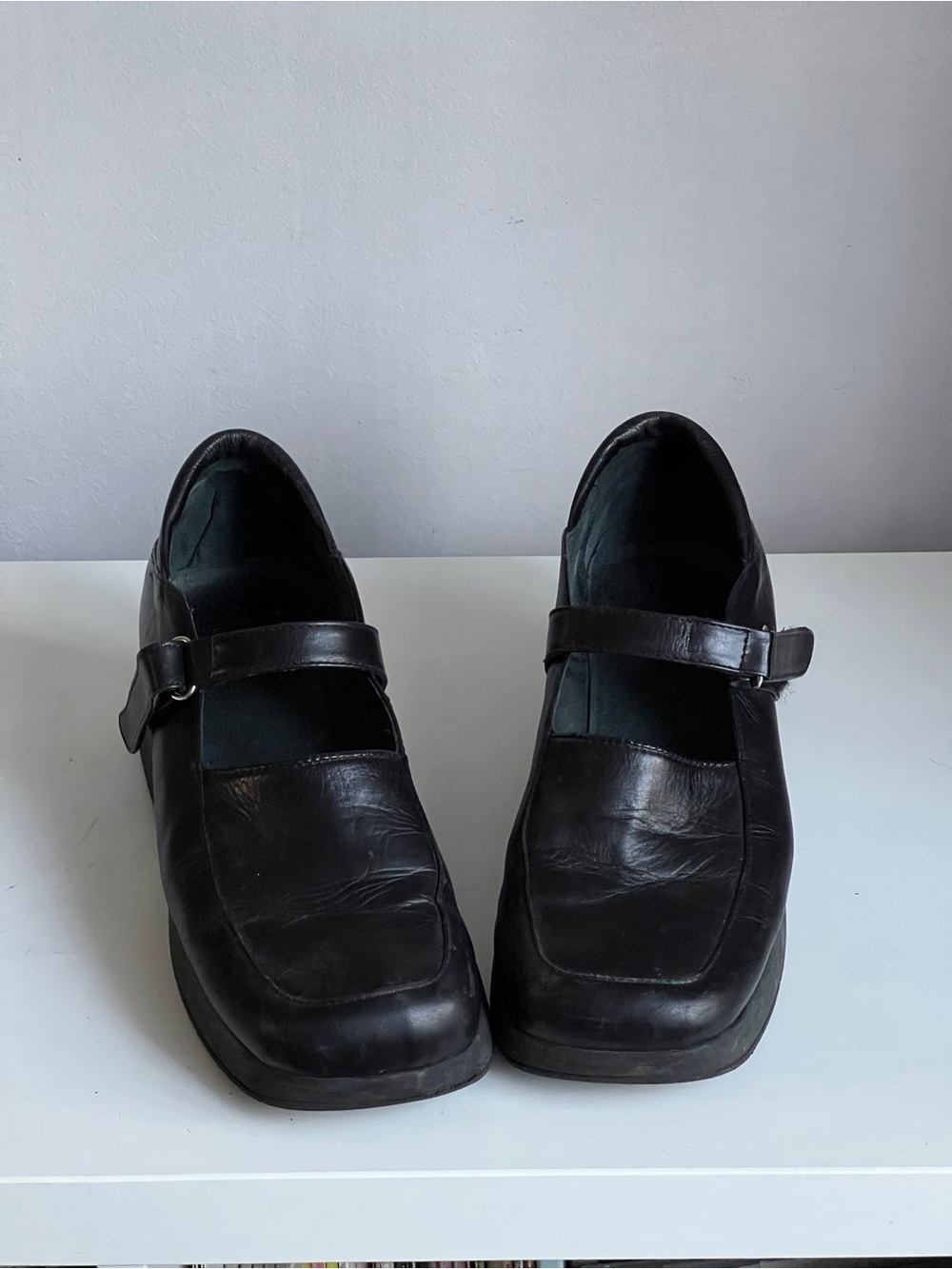 Black Mary Jane Coquette Wedges